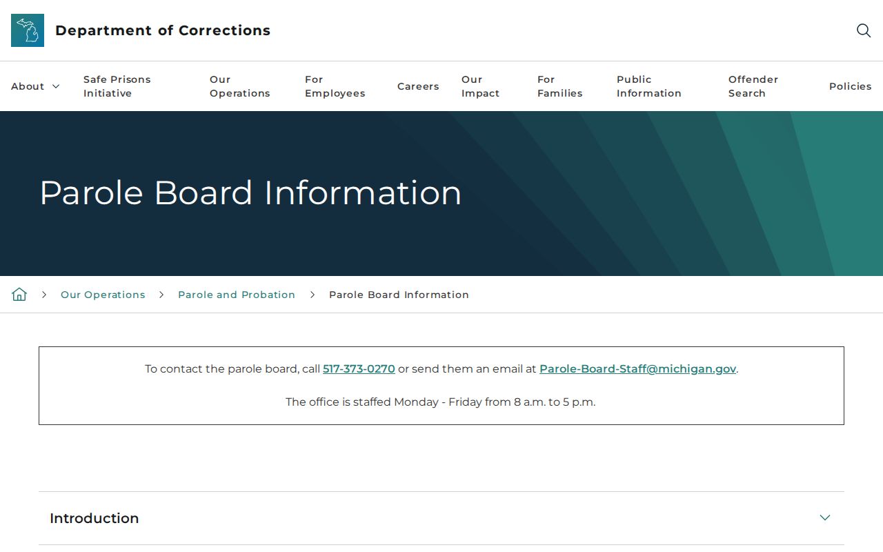 Michigan Parole Board information for Oscoda County parole verification