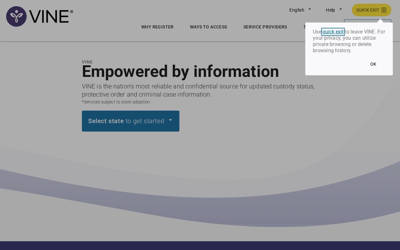 VINELink Michigan notification workflow for an Oscoda County inmate check