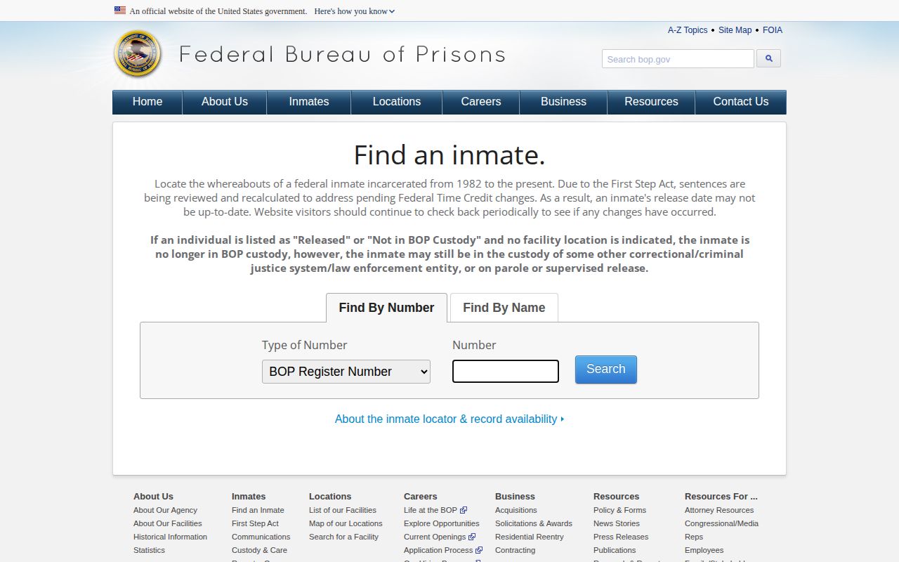 BOP locator for federal release records connected to Oscoda County