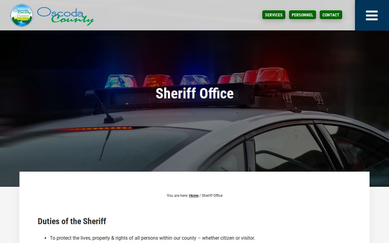 Oscoda County Sheriff links for released inmate verification